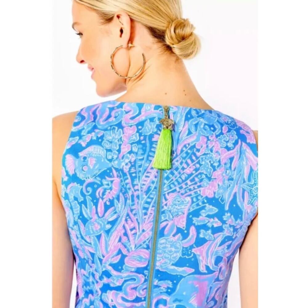 Lilly‎ Pulitzer Mika Stretch Shift Boca Blue Sea What I Sea Dress Size 12 - Picture 2 of 12